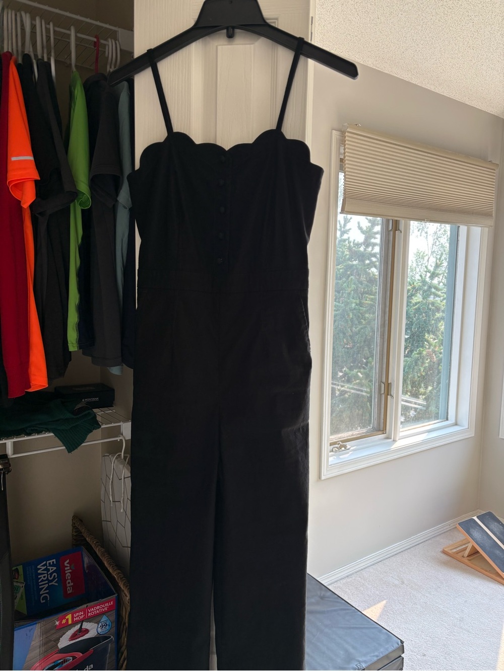 Maeve Black Scalloped Wide-Leg Jumpsuit